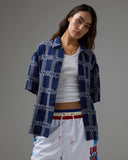UNDEFEATED SU26 PLAID S/S BUTTON DOWN - NAVY