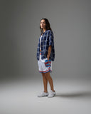 UNDEFEATED SU26 PLAID S/S BUTTON DOWN - NAVY