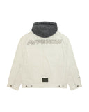 AAPE AAPENOW MOONFACE HOODED DENIM JACKET - WALL WHITE