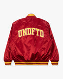 UNDEFEATED ICON SATIN VARSITY JACKET - SCARLET
