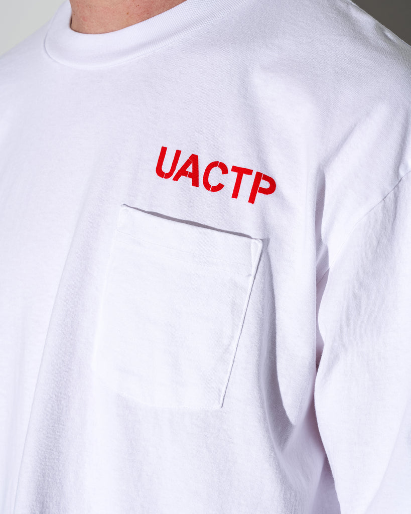 UACTP X GARDAR EIDE EINARSSON STENCIL L/S POCKET TEE WHITE