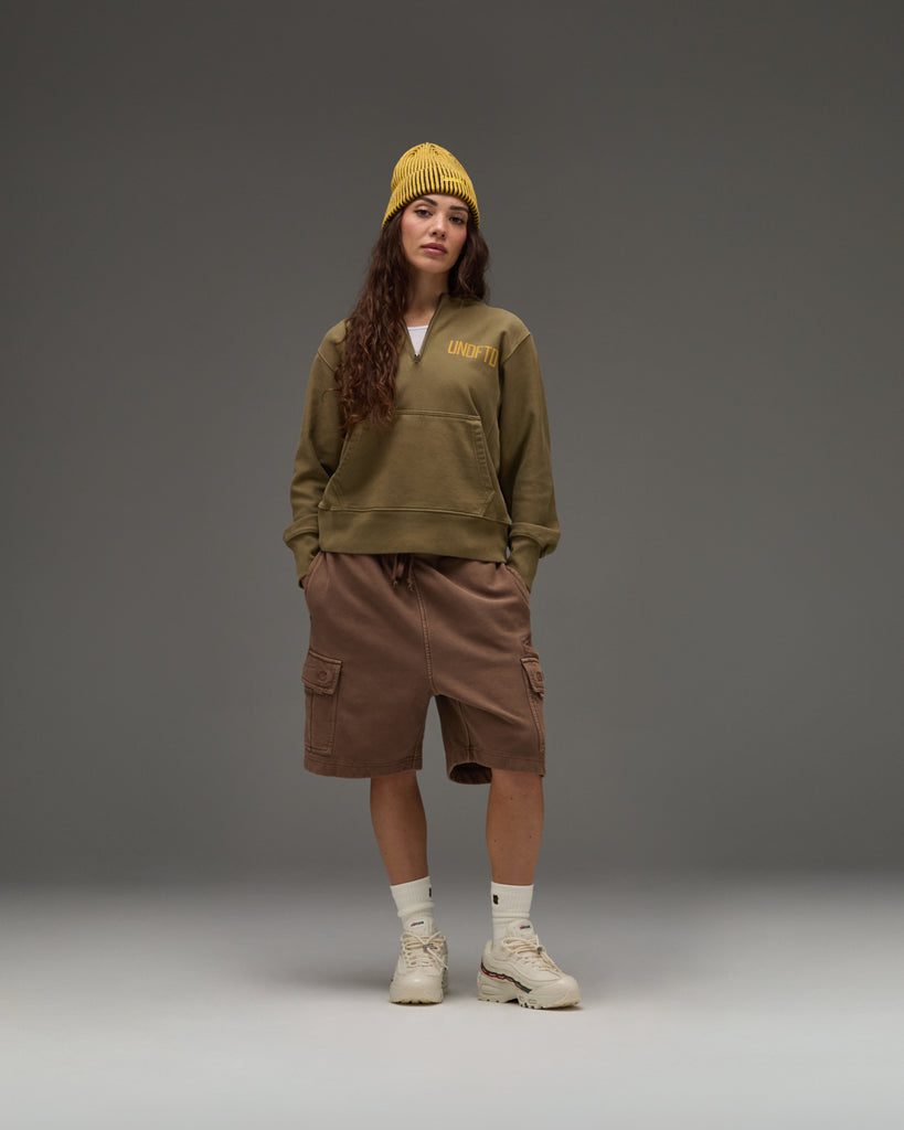UNDEFEATED HO25 QUARTER ZIP PULLOVER HOOD - OLIVE