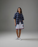 UNDEFEATED SU26 PLAID S/S BUTTON DOWN - NAVY