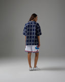 UNDEFEATED SU26 PLAID S/S BUTTON DOWN - NAVY