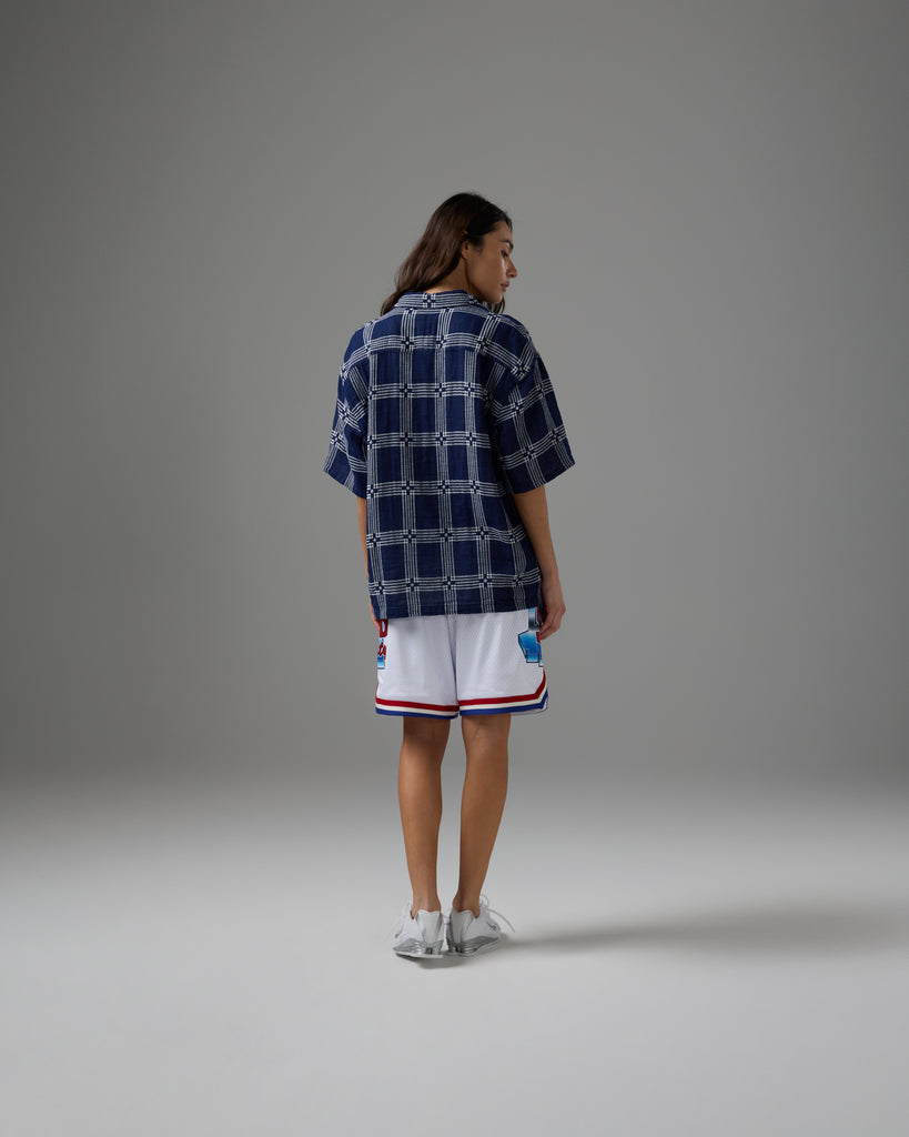 UNDEFEATED SU26 PLAID S/S BUTTON DOWN - NAVY