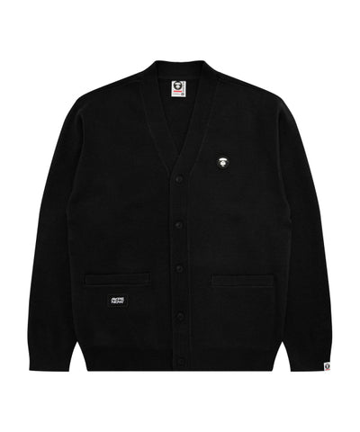 AAPE AAPENOW MOONFACE V-NECK CARDIGAN - BLACK