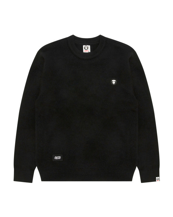 AAPE AAPENOW MOONFACE CREWNECK SWEATER (BLACK)