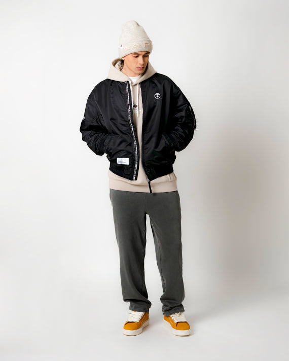 AAPE AAPENOW MOONFACE BOMBER JACKET (BLACK)