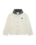AAPE AAPENOW MOONFACE HOODED DENIM JACKET - WALL WHITE
