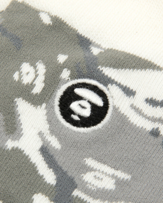 AAPE MOONFACE LOGO CAMO CREW SOCKS - WALL WHITE