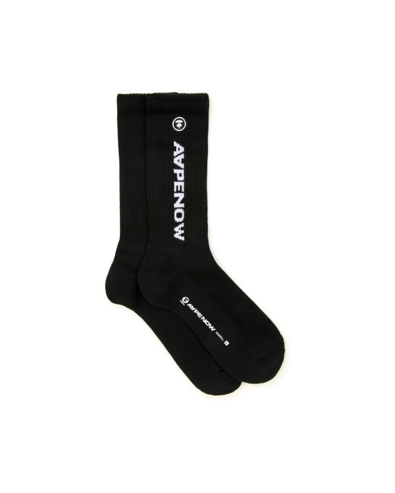 AAPE AAPENOW MOONFACE LOGO CREW SOCKS (BLACK)