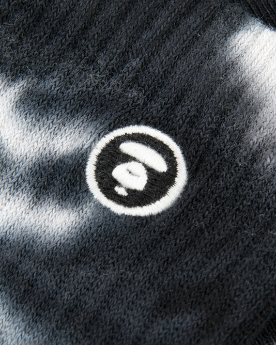 AAPE AAPENOW MOONFACE LOGO TIE-DYE CREW SOCKS (BLACK)