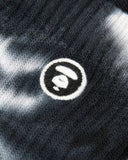 AAPE AAPENOW MOONFACE LOGO TIE-DYE CREW SOCKS (BLACK)