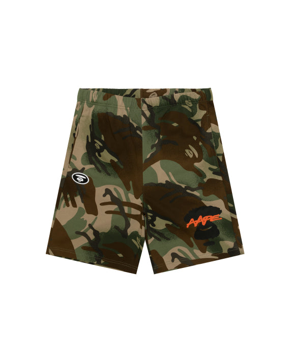 AAPE MOONFACE LOGO CAMO SWEAT SHORTS