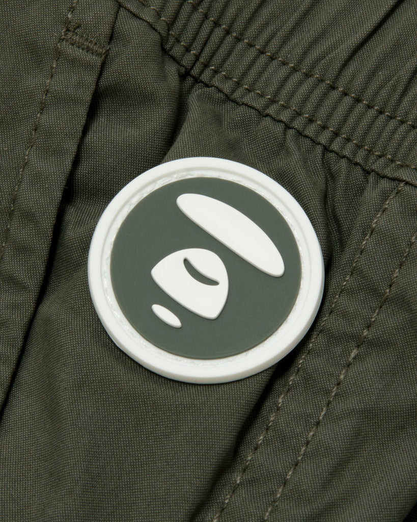 AAPE AAPEUNVS MOONFACE WOVEN SHORTS (CRACKER KHAKI)