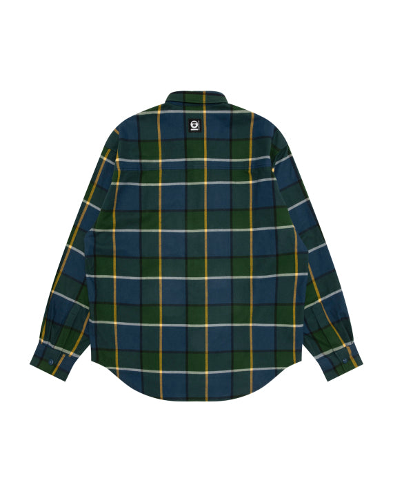 AAPE AAPENOW MOONFACE CHECK LONG SLEEVE SHIRT (NAVY BLUE)