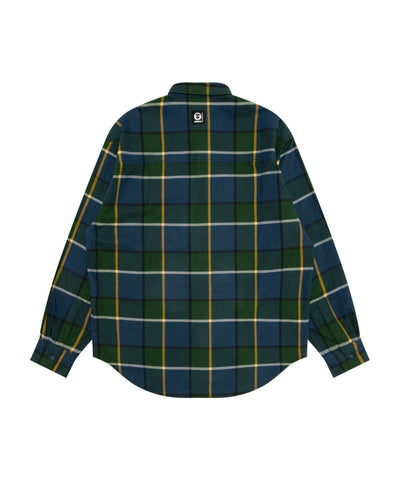 AAPE AAPENOW MOONFACE CHECK LONG SLEEVE SHIRT (NAVY BLUE)