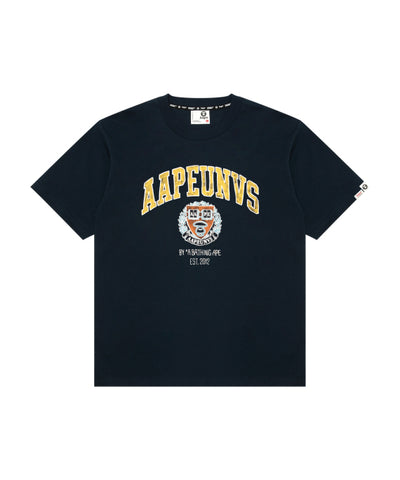 AAPE AAPEUNVS COLLEGE TEE - NAVY BLUE