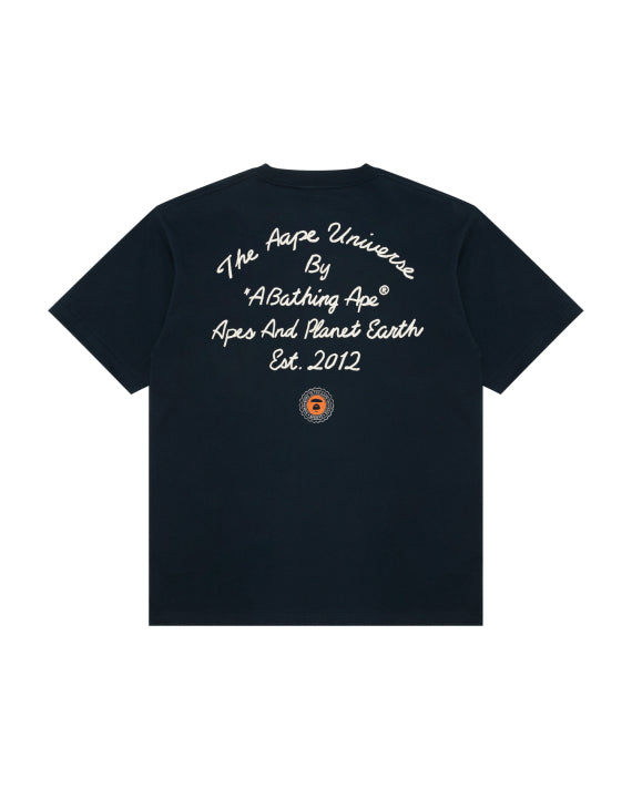 AAPE AAPEUNVS COLLEGE TEE - NAVY BLUE