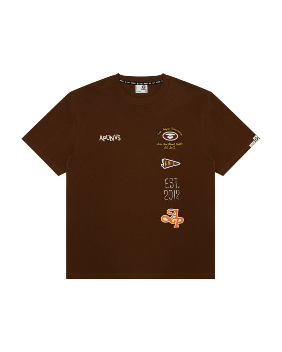 AAPE AAPEUNVS MULTI-LOGO TEE - BROWN