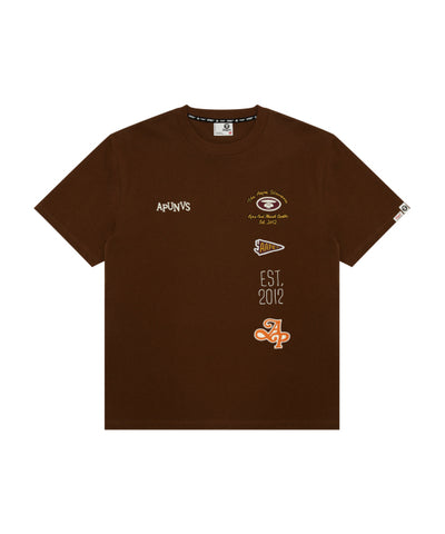 AAPE AAPEUNVS MULTI-LOGO TEE - BROWN