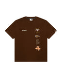 AAPE AAPEUNVS MULTI-LOGO TEE - BROWN