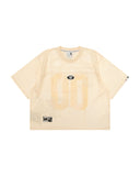 AAPE MOONFACE LOGO MESH CROP TEE - CREAM