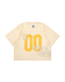 AAPE MOONFACE LOGO MESH CROP TEE - CREAM