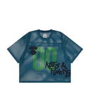 AAPE MOONFACE LOGO MESH CROP TEE - DARK NAVY