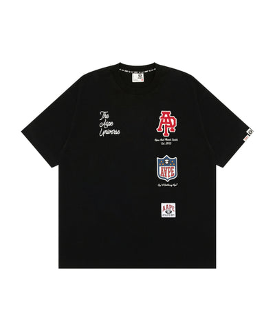 AAPE MULTI-LOGO TEE - BLACK
