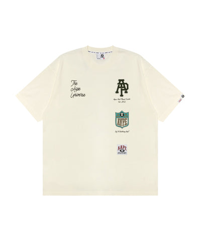 AAPE MULTI-LOGO TEE - CREAM