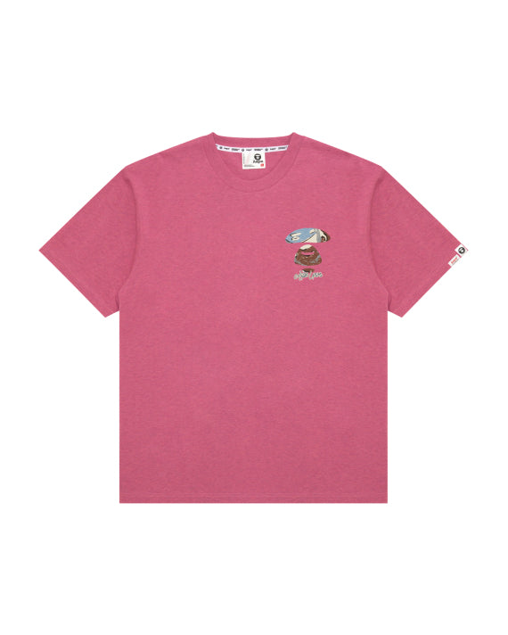 AAPE AAPEUNVS MOONFACE GRAPHIC TEE (CARMINE ROSE)
