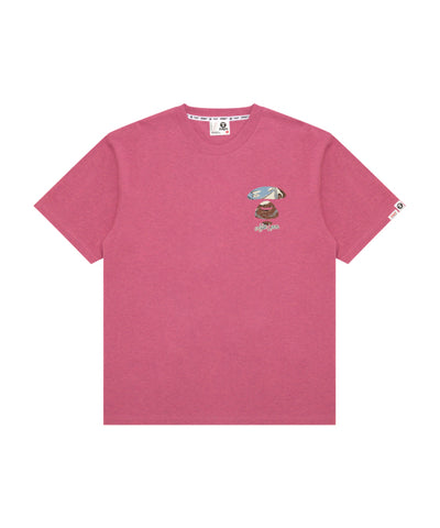AAPE AAPEUNVS MOONFACE GRAPHIC TEE (CARMINE ROSE)