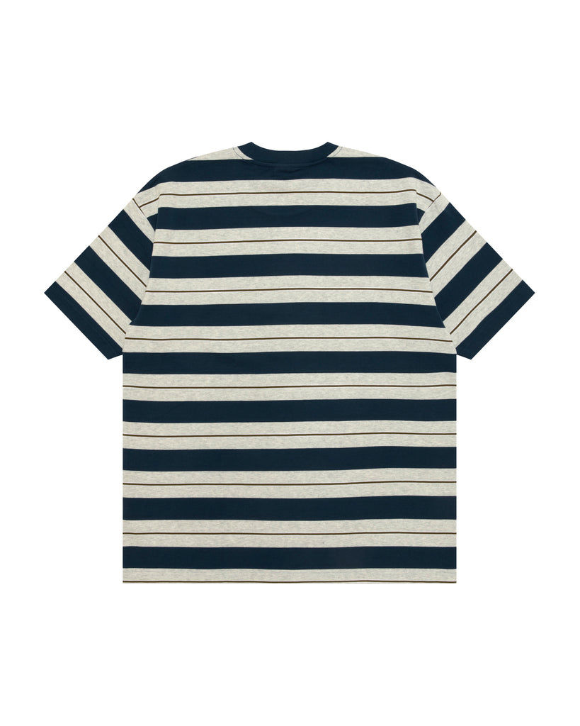 AAPE AAPENOW MOONFACE LOGO STRIPED TEE - NAVY