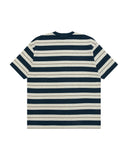 AAPE AAPENOW MOONFACE LOGO STRIPED TEE - NAVY