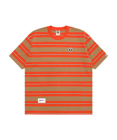 AAPE AAPENOW MOONFACE LOGO STRIPED TEE - ORANGE