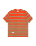 AAPE AAPENOW MOONFACE LOGO STRIPED TEE - ORANGE