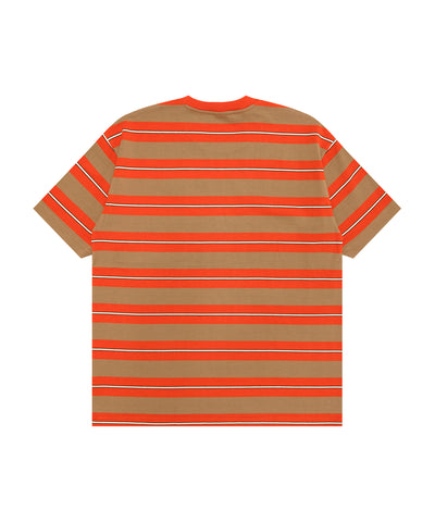 AAPE AAPENOW MOONFACE LOGO STRIPED TEE - ORANGE