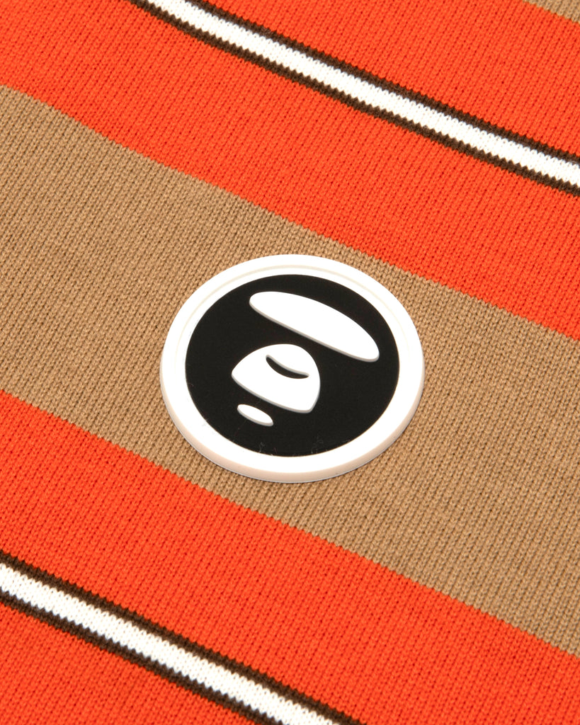 AAPE AAPENOW MOONFACE LOGO STRIPED TEE - ORANGE