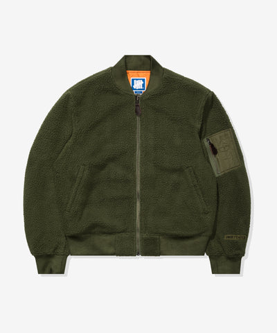UNDEFEATED HO25 POLAR FLEECE MA-1 JACKET - OLIVE