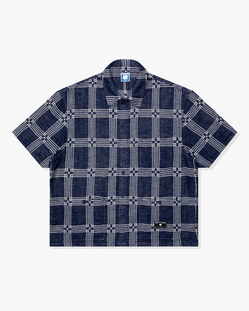 UNDEFEATED SU26 PLAID S/S BUTTON DOWN - NAVY
