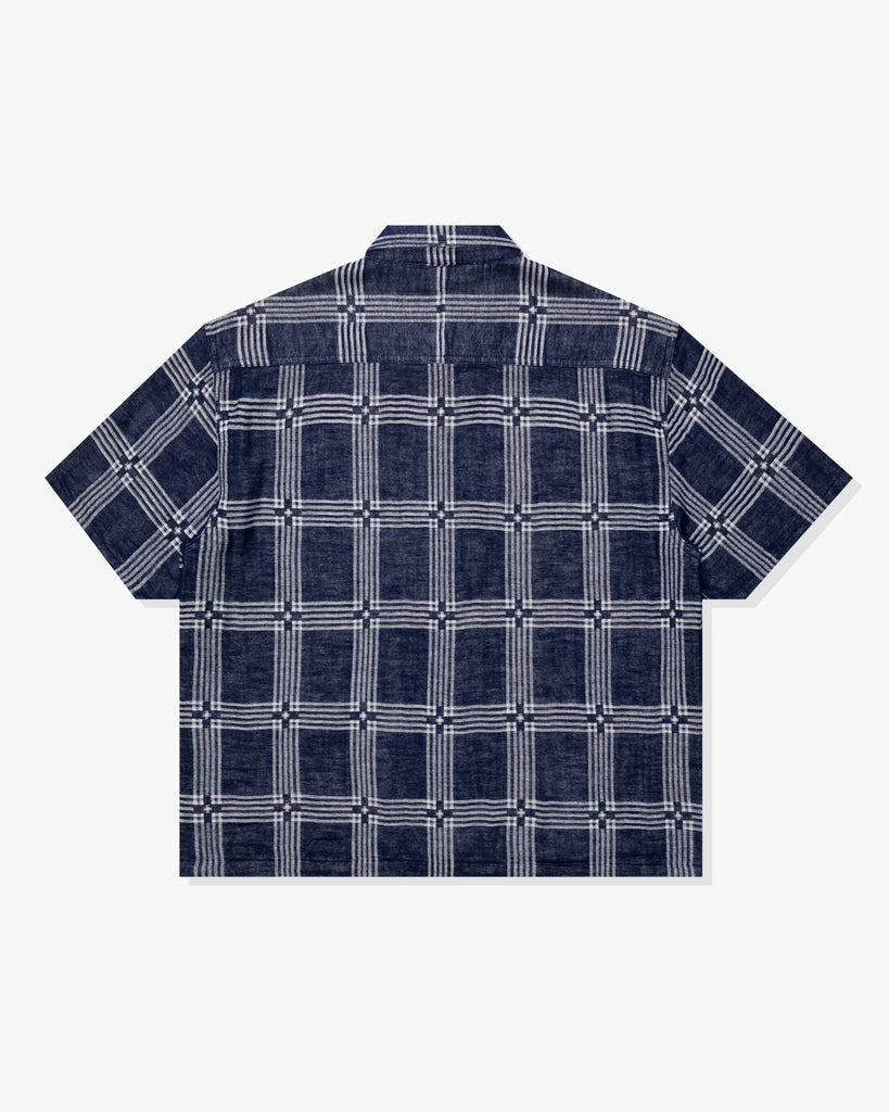 UNDEFEATED SU26 PLAID S/S BUTTON DOWN - NAVY