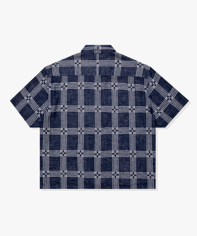 UNDEFEATED SU26 PLAID S/S BUTTON DOWN - NAVY