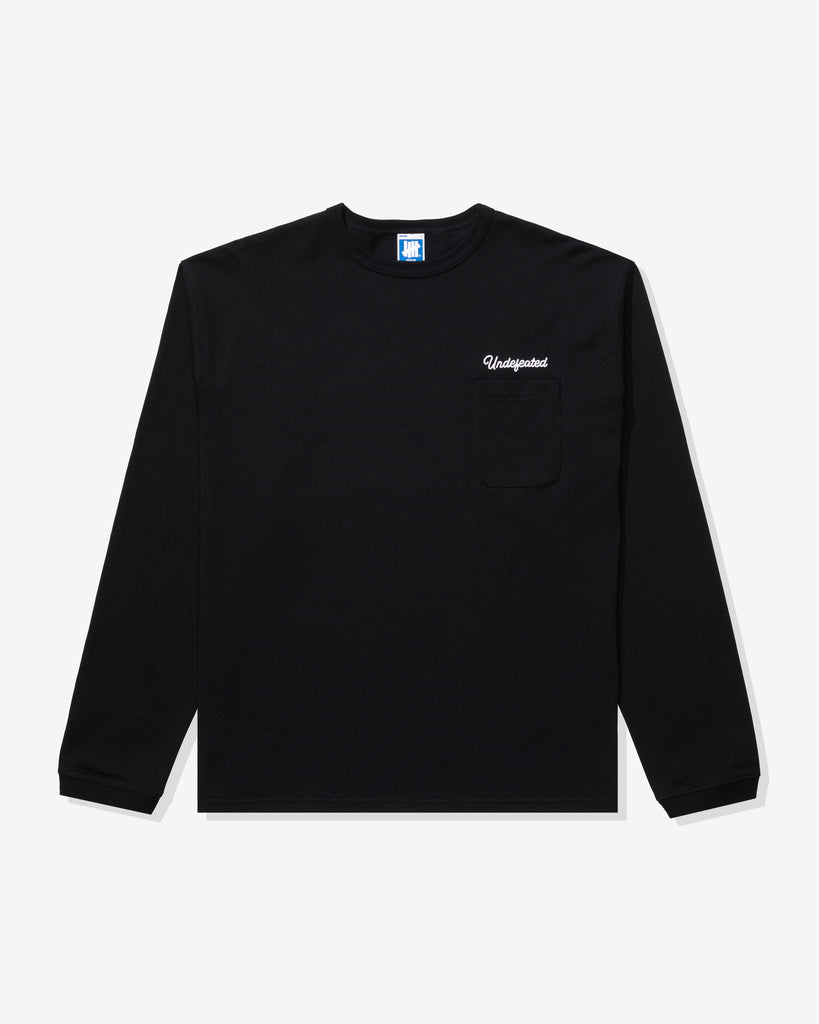 UNDEFEATED SCRIPT L/S POCKET TEE BLACK