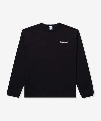 UNDEFEATED SCRIPT L/S POCKET TEE BLACK