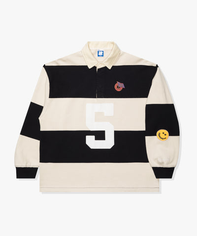 FA26 UNDEFEATED STRIPED L/S RUGBY - BLACK
